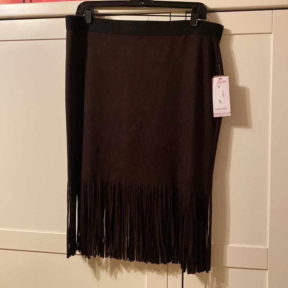 Karen Kane Western Fringe Suede Skirt